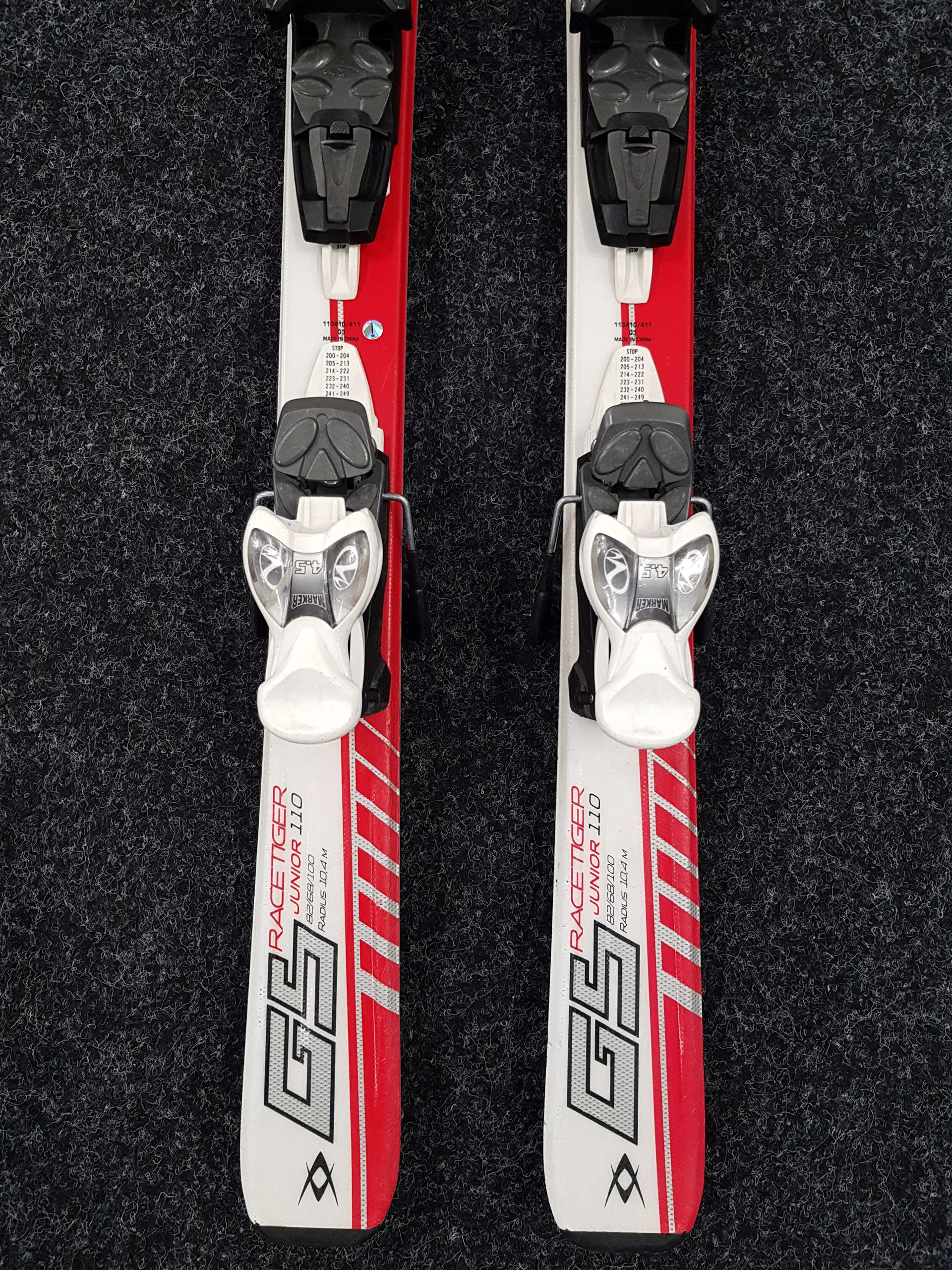 Skis enfant d'occasion VOLKL Racetiger junior + fixations Marker 4.5