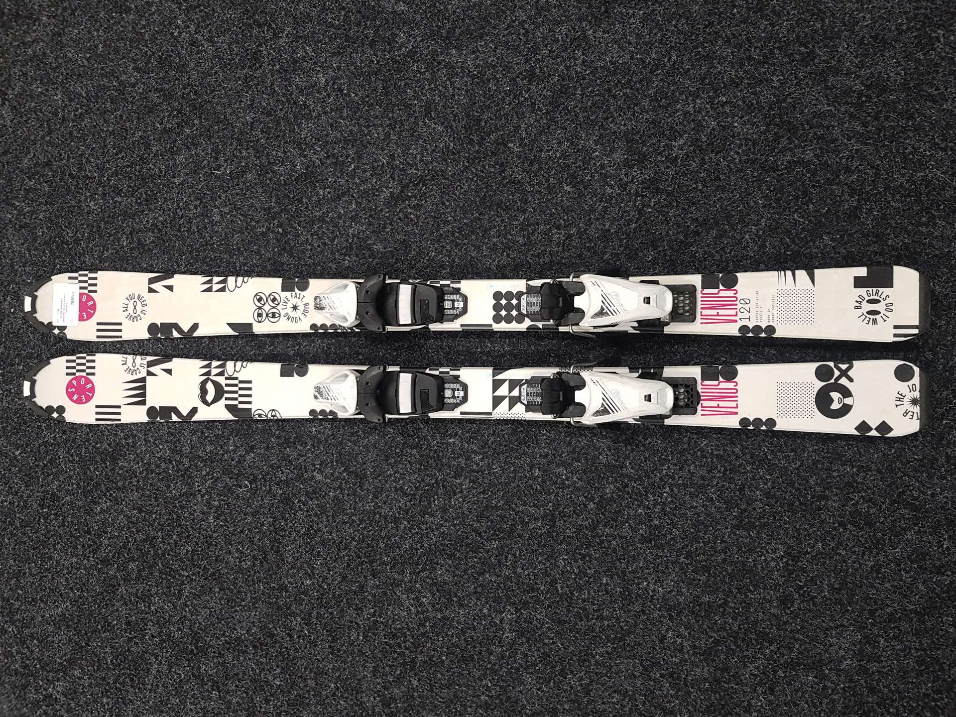 Použité detské lyže SPORTEN Venus + viazanie Tyrolia 4.5