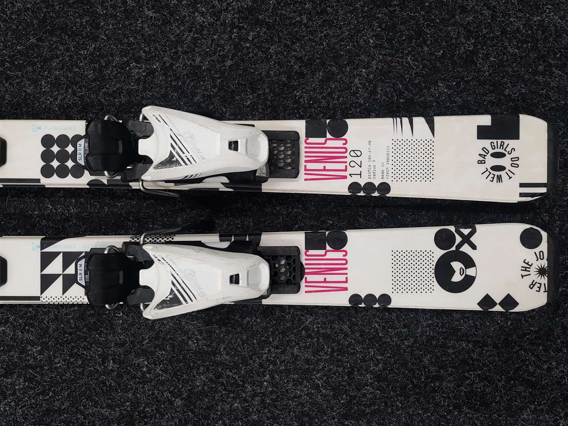 Použité detské lyže SPORTEN Venus + viazanie Tyrolia 4.5