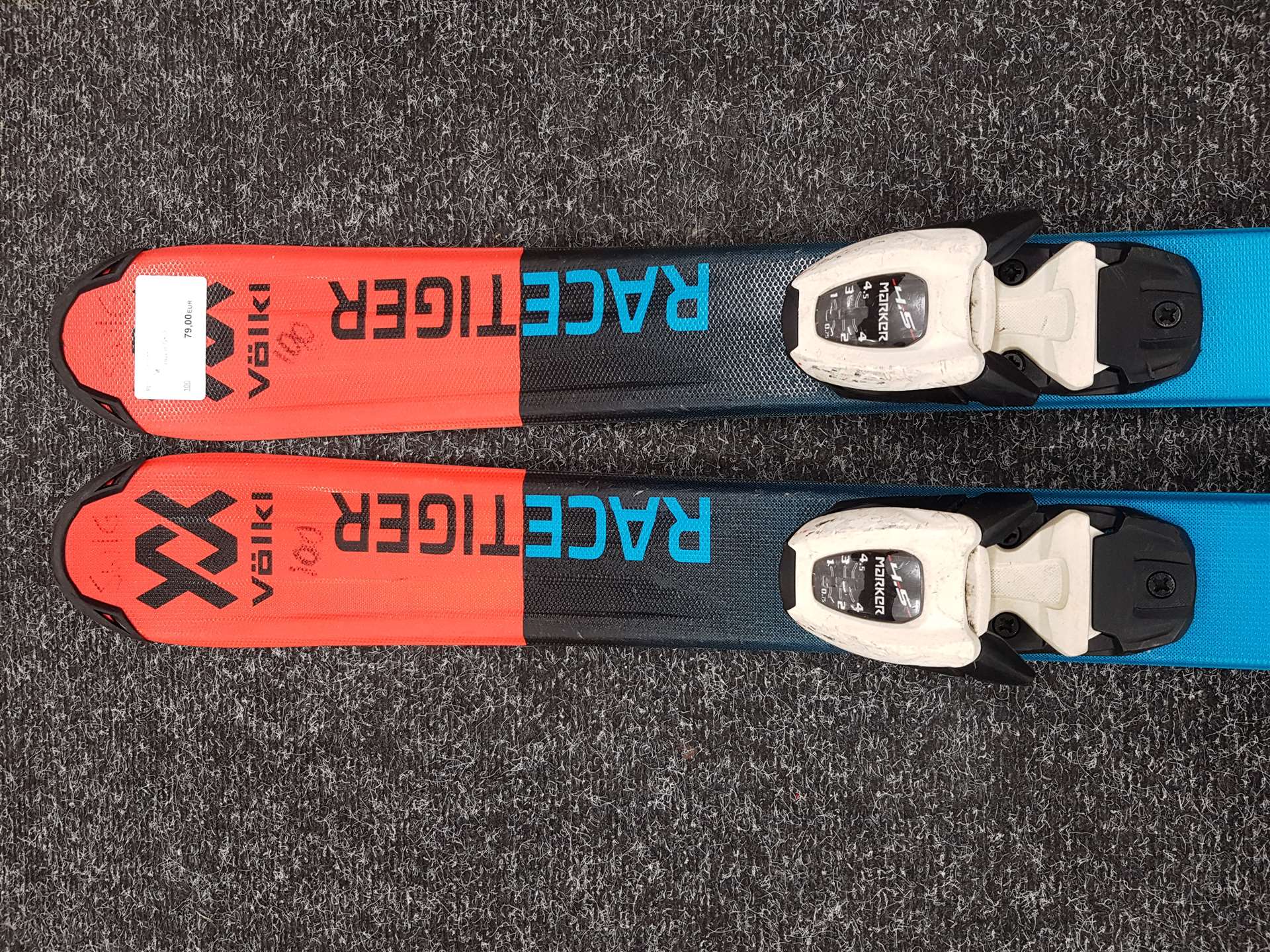 Použité detské lyže VOLKL RACE TIGER GS 8 + viazanie Marker 4.5