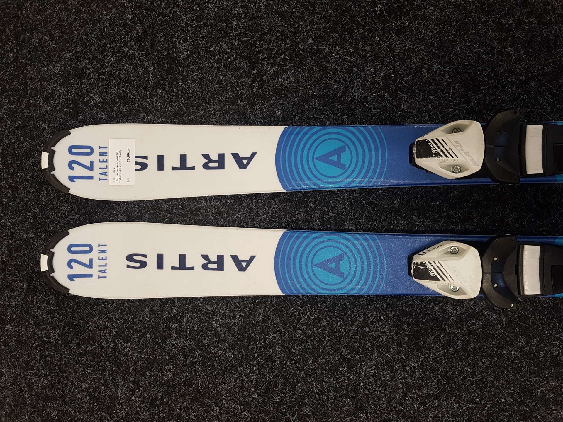Použité detské lyže ARTIS Talent + viazanie Tyrolia 4,5