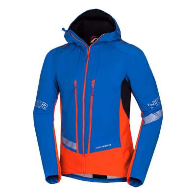 Męska wiatroszczelna kurtka softshell HRUBY BU-3811SKP niebiesko-pomarańczowa